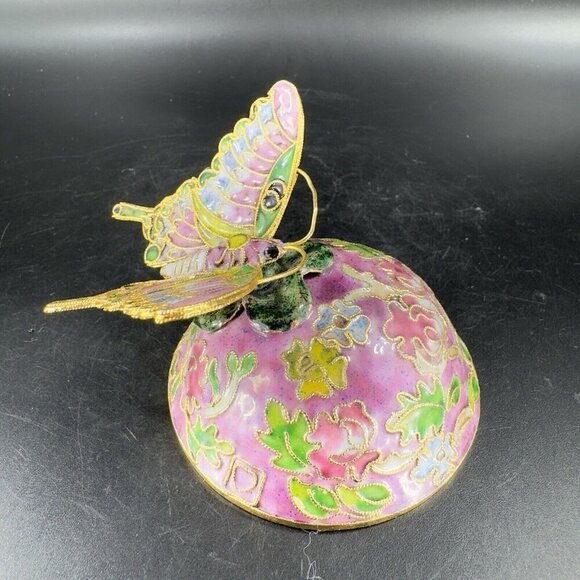 Sankyo Butterfly Cloisonne Enamel Fairy Fantasy Romance Metal Figure Multicolor - Picture 8 of 14